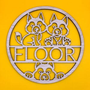 Naambordje met het design van wolfjes - Floor