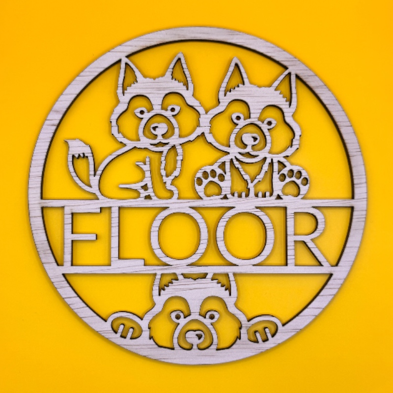Naambordje met het design van wolfjes - Floor