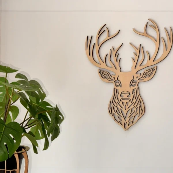 houten hertenkop voor aan de muur - wanddecoratie van hout