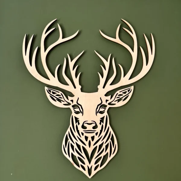 houten hertenkop voor aan de muur - wanddecoratie van hout