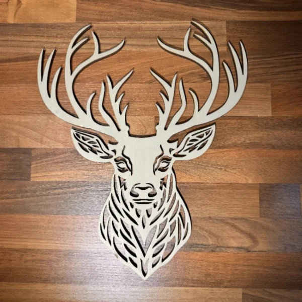 houten hertenkop voor aan de muur - wanddecoratie van hout