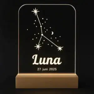 Led lampje geboorte sterrenbeeld Kreeft, gepersonaliseerd met de naam en geboortedatum