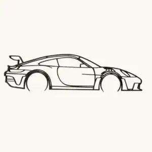 Mooie hout uitgesneden Porsche 911 GT3 RS uit 6mm populierenhout - zwart