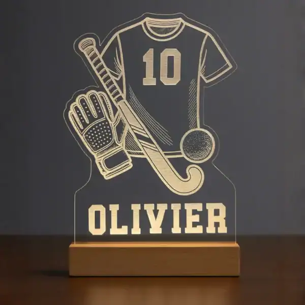 Hockey nachtlampje met naam – gepersonaliseerd cadeau voor hockeyliefhebber