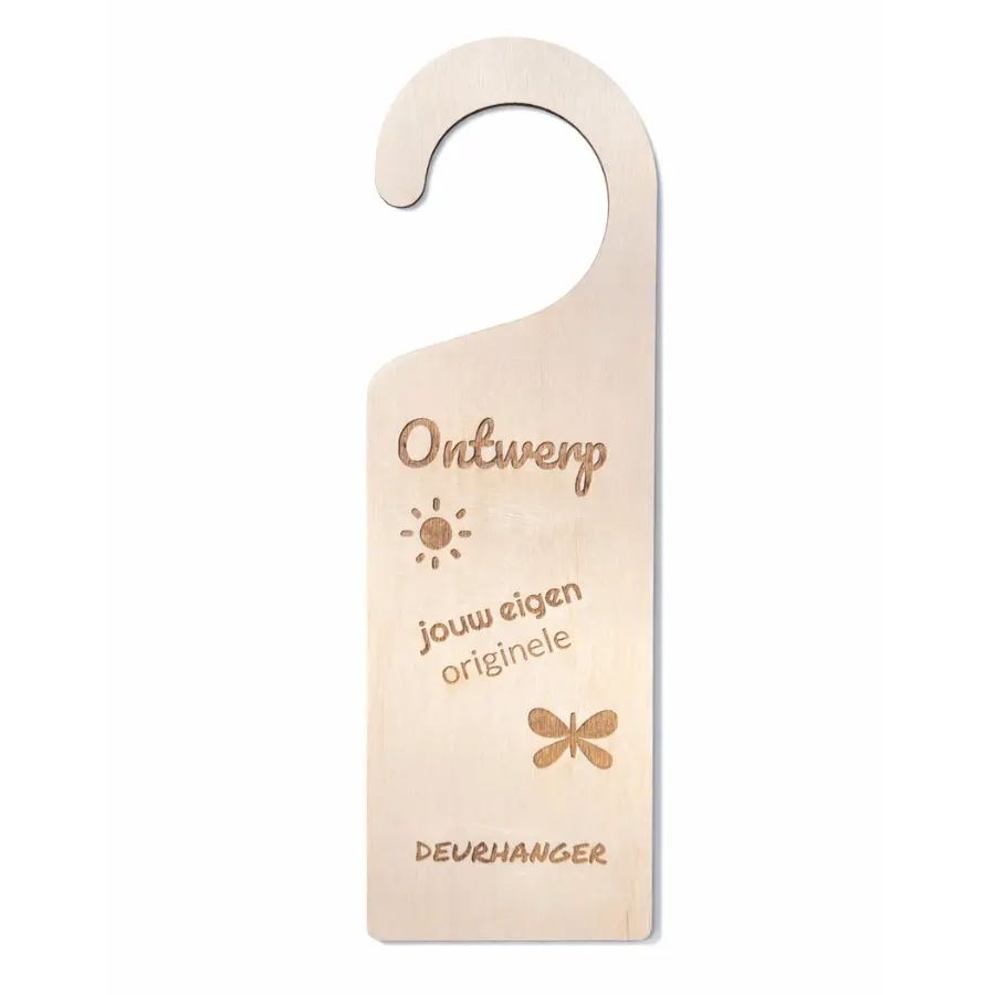 Voorbeeld van een gepersonaliseerde houten deurhanger