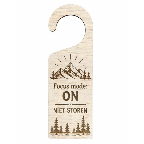 Houten Deurhanger – Focus Mode ON – Bergen en bomen