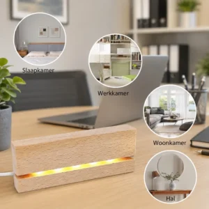 Onze houten lampen kun je op verschillende plekken mooi tot zijn recht laten komen