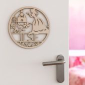 Houten naambordje design prinses - op maat gemaakt met jouw eigen naam