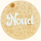 Houten naambordje in het astronaut en ruimte thema - gepersonaliseerd met je eigen naam