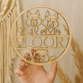 Houten handgemaakt naambordje met wolf design - uniek gemaakt met jouw eigen gekozen naam